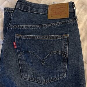 Levis 501 Premium Jeans 31x30 Blue Dark Wash Denim Pants Big E Distress Fits 33